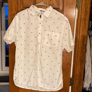 Button-up Nautical Short Sleeve Shirt - Medium - Denim & Flower